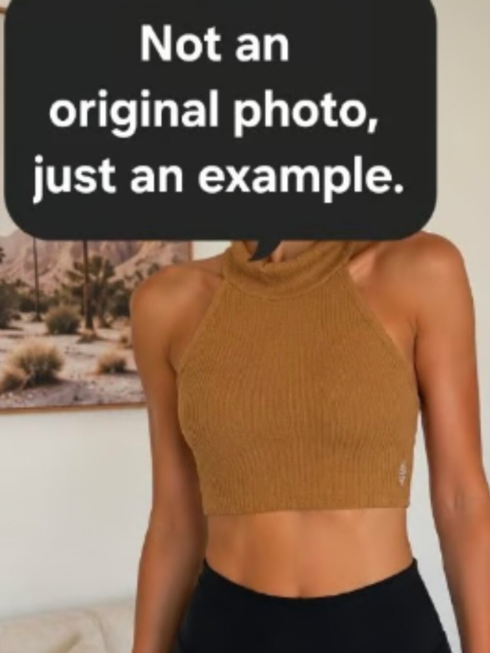 Free People Movement Ribbed Halter Crop Top – Camel Bronze - Gently Used
